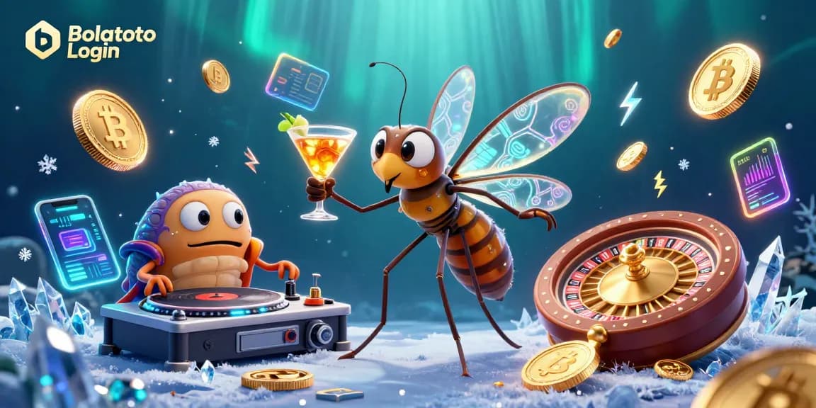 Engage with Bolatoto Login: join the online casino experience with a lively scene featuring our unique mascot.