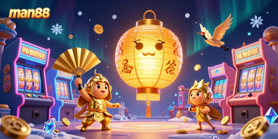 Experience gaming excitement with man88's vibrant casino elements and golden lantern spirit.
