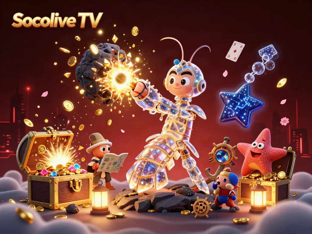 Engage with Socolive TV for dynamic betting action featuring vibrant 3D characters and rich casino-themed visuals.