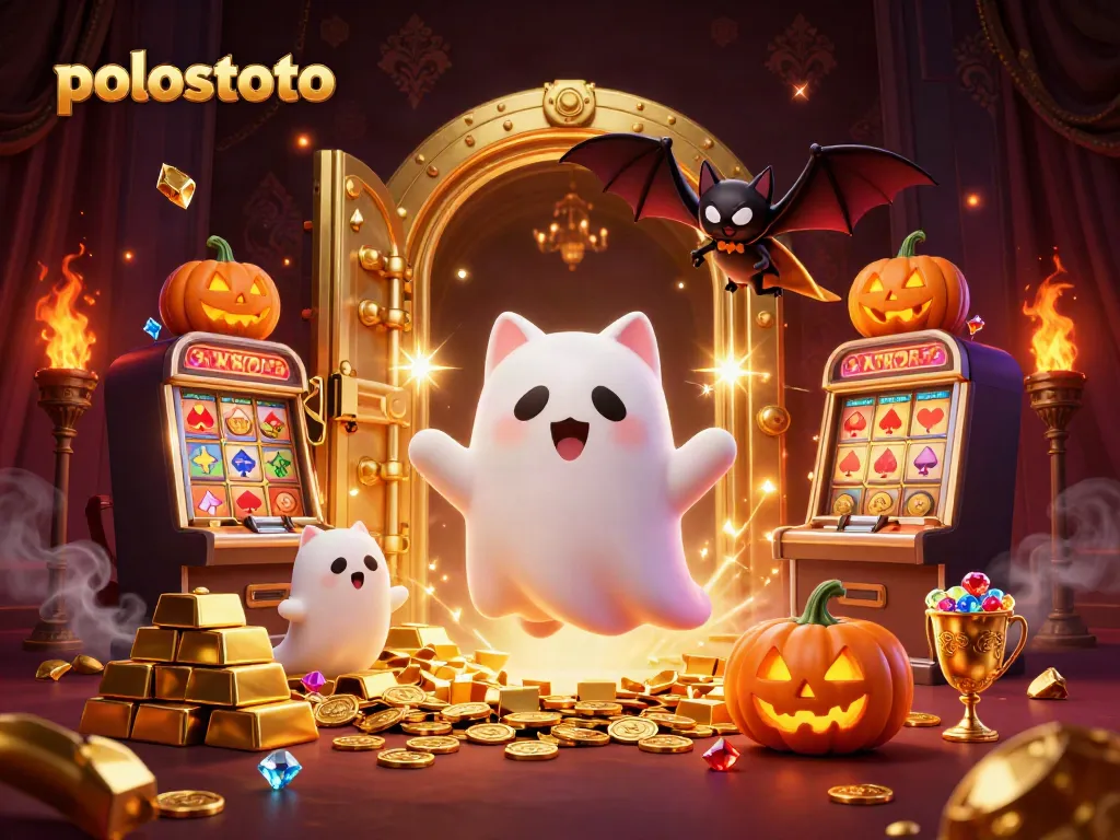 Experience the thrill of polostoto games with a spooky yet vibrant casino scene filled with treasures and characters.