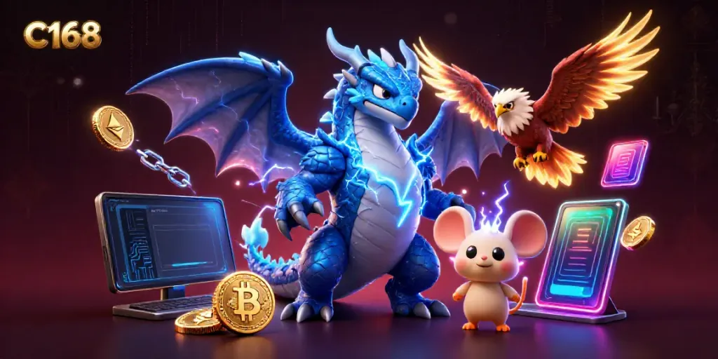 Experience thrilling opportunities with C168, featuring dynamic characters and vibrant gambling elements.