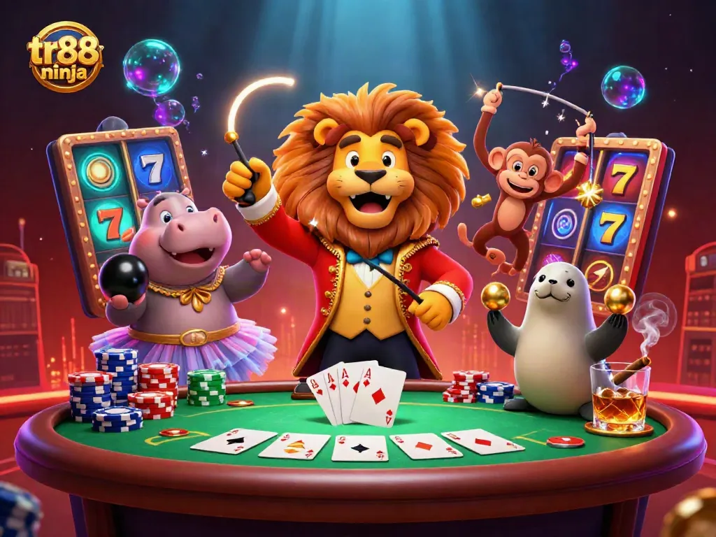 Experience thrilling gaming with tr88 ninja in a vibrant casino scene featuring captivating characters.