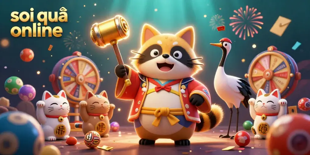 Engage with lucky symbols and festive decorations at soi cầu online, celebrating lottery joy.