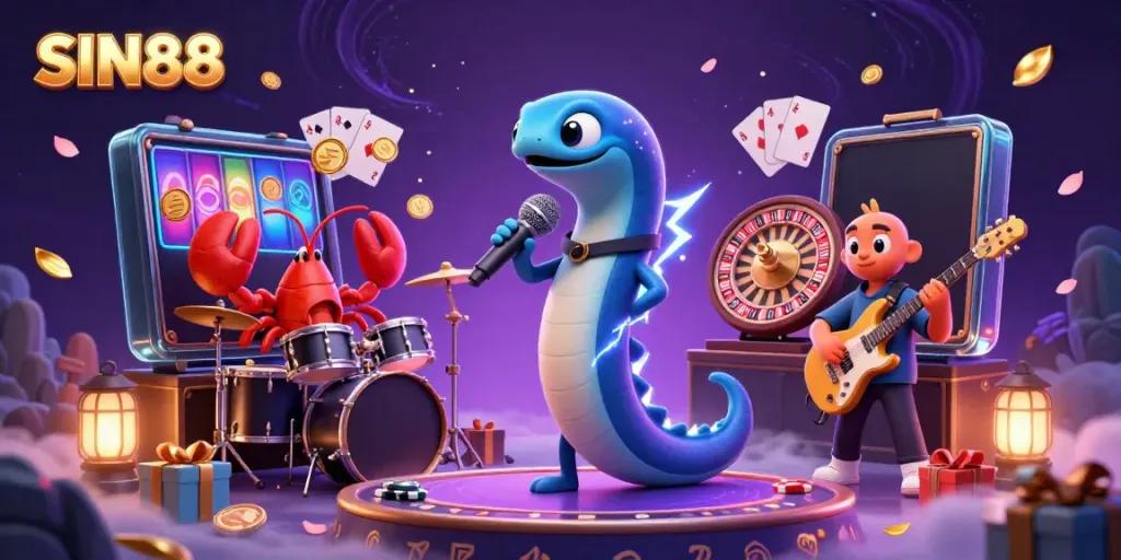 SIN88 electrifies the underwater casino stage with a vibrant 3D performance featuring unique characters and dynamic gaming elements.