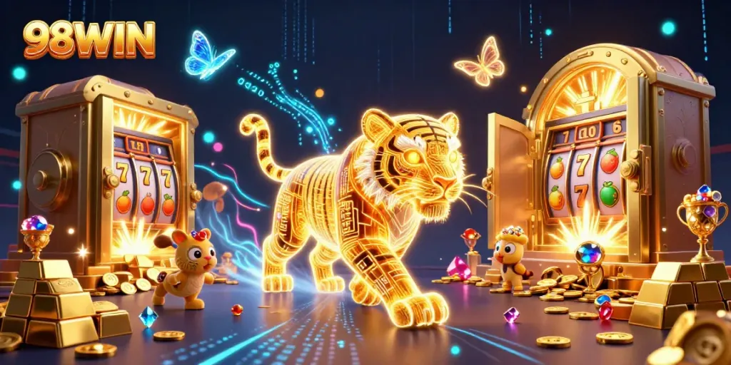 Engage with the thrilling digital landscape of 98WIN, where excitement and luck meet in a vibrant casino setting.