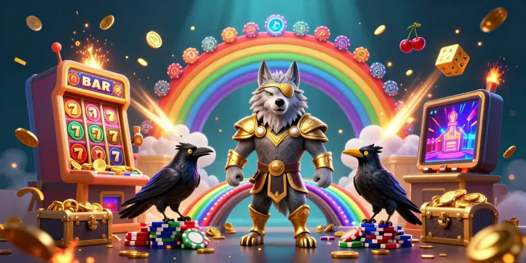 Engage with 789clubb in this vibrant illustration showcasing a jackpot explosion amidst Norse mythology characters and casino elements.
