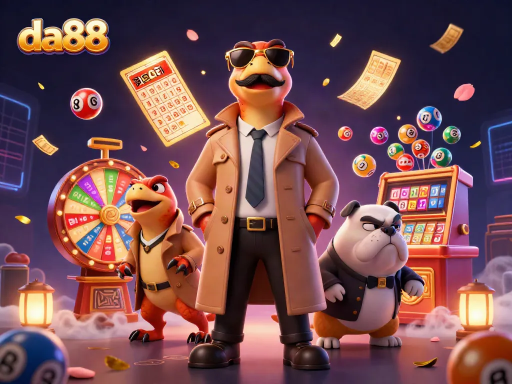 Experience excitement with da88 as playful raptors sneak into a VIP casino lounge amidst vibrant gambling elements.