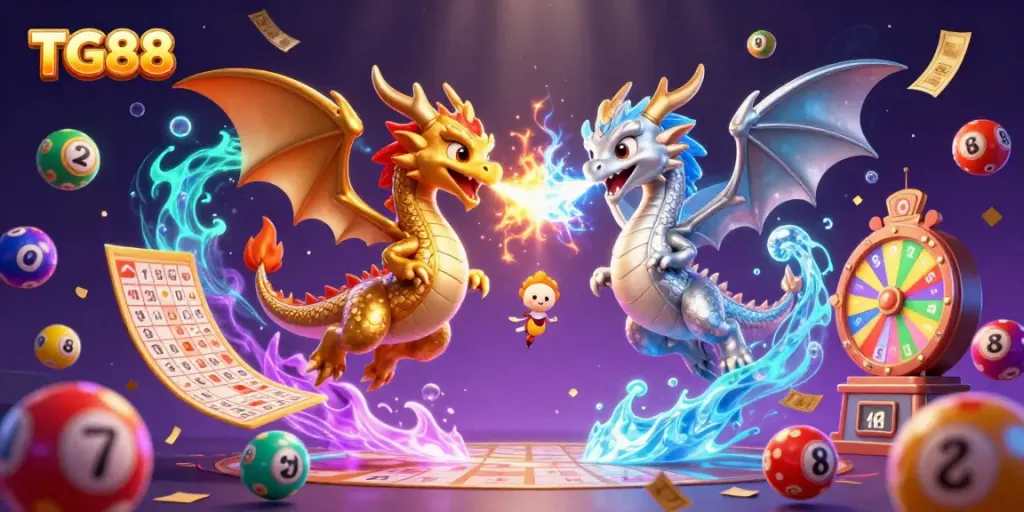 Experience the excitement of TG88 with dynamic dragons and colorful casino elements