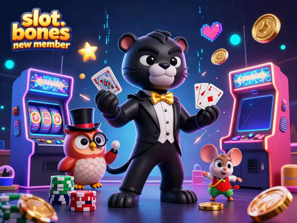 Engage with thrilling slot bonus new member gameplay featuring a stylish panther dealer and whimsical characters.