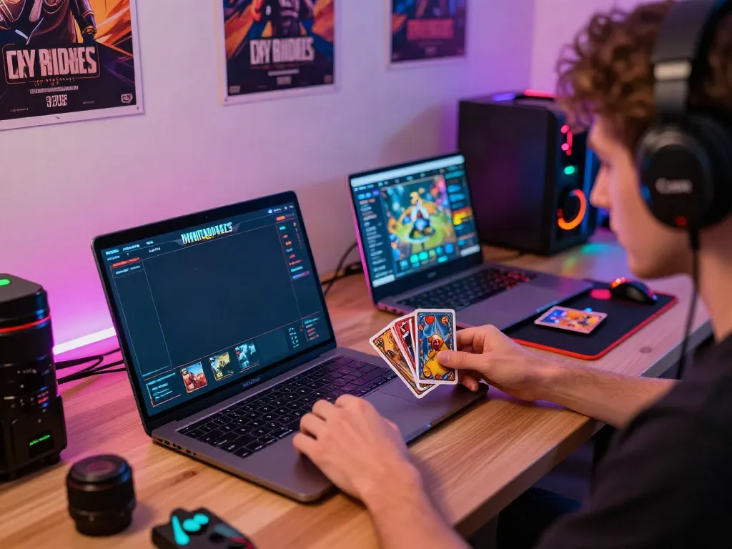 Exciting gaming experience at cổng game sunwin with vibrant screens and accessories.