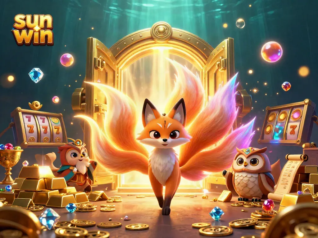 Engage in exciting gaming experiences with sun win, featuring vibrant characters and shimmering casino elements.