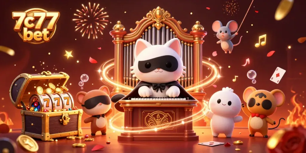 Experience the excitement of 7c77 bet with captivating casino elements and vibrant characters.
