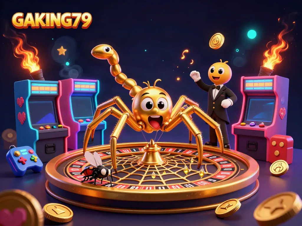 Experience the thrilling GAKING79 online casino adventure with vibrant 3D characters and elements.