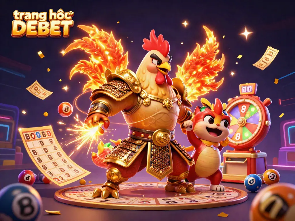 Engage in thrilling gaming adventures at trang chủ DEBET with a vibrant 3D illustration of exciting casino elements.