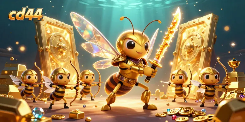 Engage with cd44 as a golden hornet samurai battles in a vivid casino treasure scene.